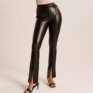 Abercrombie & Fitch Vegan Leather Split Hem ultra high rise skinny pants Size 12